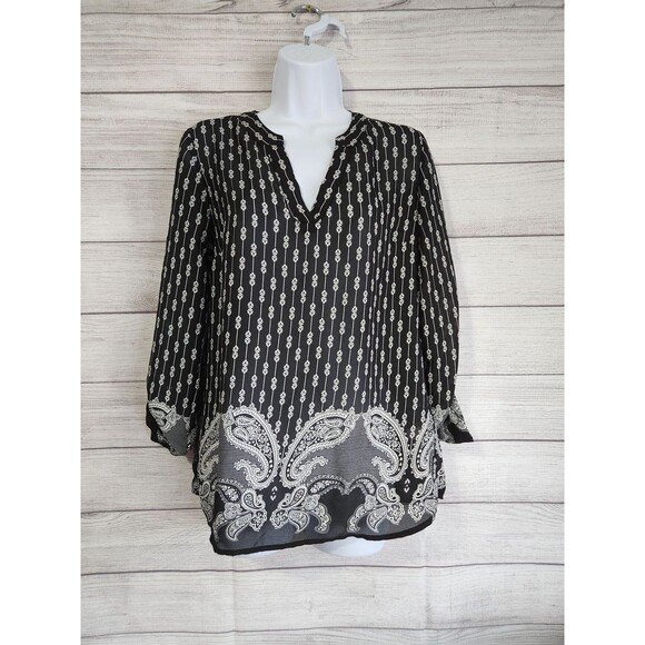 Charming Charlie small black white sheer blouse 15.6016 - Picture 1 of 6